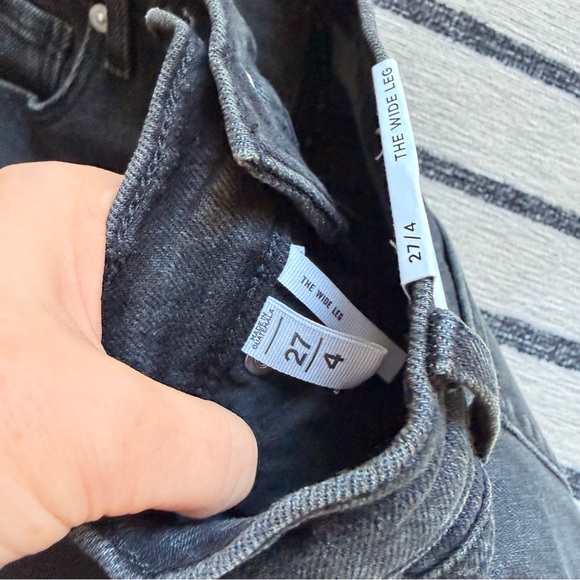 LOFT Unpicked Hem High Rise Wide Leg Jeans in Washed Black Size 4 - Picture 8 of 9